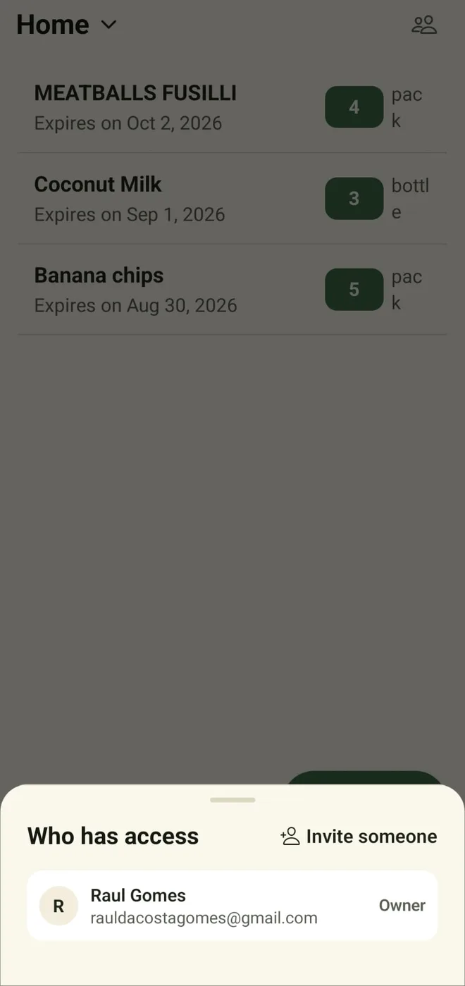 Who has access to a pantry, with an invite button